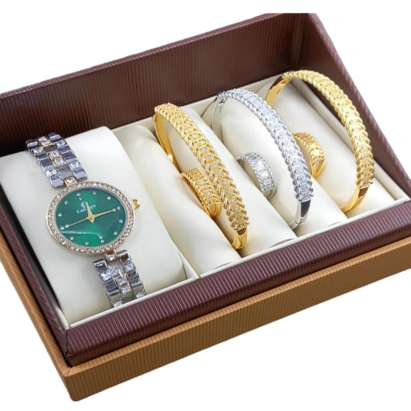 طقم إكسسوار نسائي ساعة مع أساور أنيقة 112201
