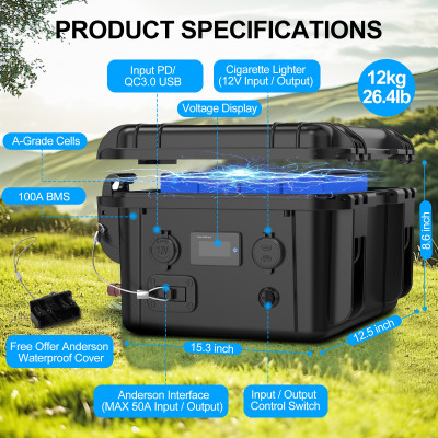 حزمة بطارية قابلة لإعادة الشحن لقوارب التخييم ، مح...