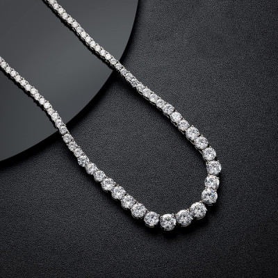 السيدات كامل Moissanite التنس قلادة 925 الفضة مطلي...