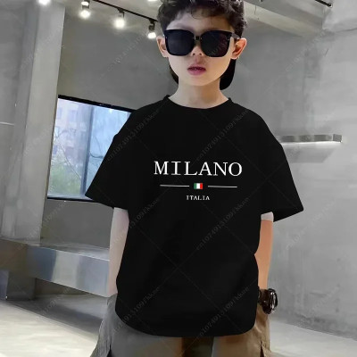 تيشيرت صيفي للأطفال 2025 بطبعة حروف "Milano" — فاخ...