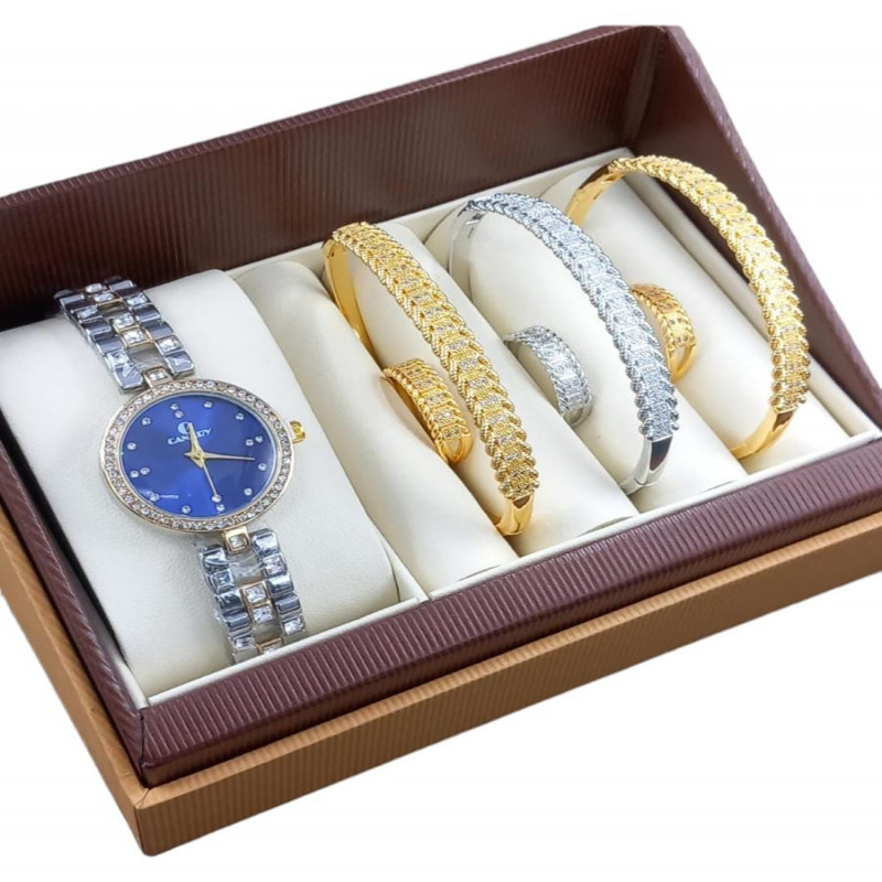 طقم إكسسوار نسائي ساعة مع أساور أنيقة 112203
