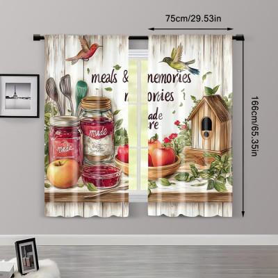 قطعتان، ستائر شعبية لمطبخ المزرعة الريفية متعددة ا...
