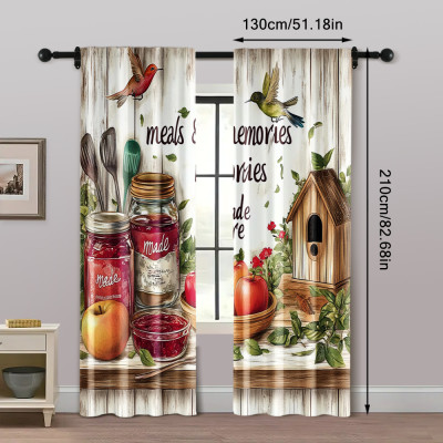 قطعتان، ستائر شعبية لمطبخ المزرعة الريفية متعددة ا...