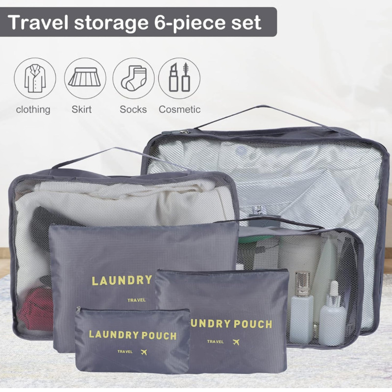 مجموعة منظم شنط السفر - 6 قطع سكاي تاتش مكعبات تخز...
