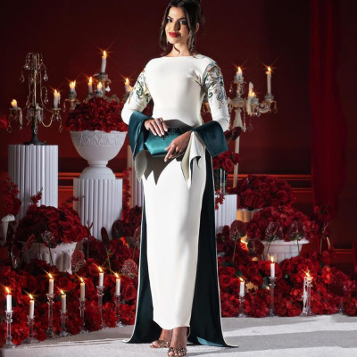 Arya Ivory and Green Evening Dress Saudi Arabia Lo...