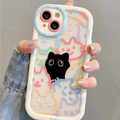 Cut Cat Aninal Phone Case For iPhone 13 Funda iPho...