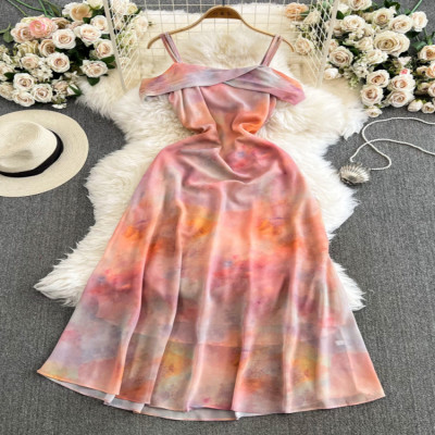 فستان شاطئ شيفون نسائي مكشوف الكتفين ، فساتين كلاس...