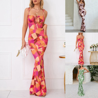 فساتين نسائية بقصة ضيقة بطبعة أزهار حورية البحر ،...