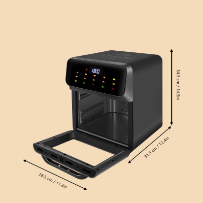 12L مقلاة عميقة إلكترونية رقمية بصرية ذكية ذات سعة كبيرة بدون زيت 1350 وات متعددة الوظائف مع مقلاة هوائية تعمل باللمس