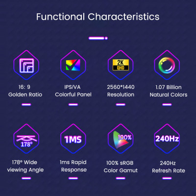 شاشة كمبيوتر Freesync ، شاشة مستقيمة منحنية VA ، I...