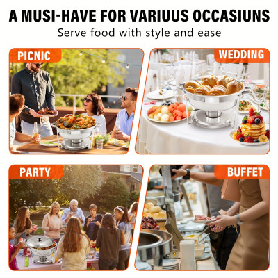 طقم بوفيه أطباق مستديرة للتسخين ، مقالي طعام ، مقل...