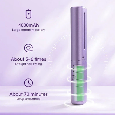 فرشاة شعر كهربائية صغيرة محمولة ، استخدام مزدوج ، مستقيم ، بكرة ، شحن USB ، درجة حرارة ، قابلة للتعديل ، مشط