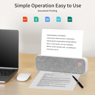 Peripage A40 طابعة ورقية محمولة صغيرة A4 طابعة حرا...