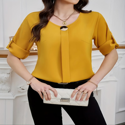 قميص نسائي مقاس كبير قميص صيفي أنيق