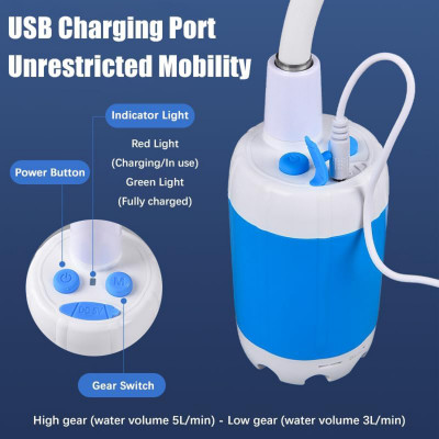 مضخة دش كهربائية محمولة ، دش خارجي ، مقاومة للماء...