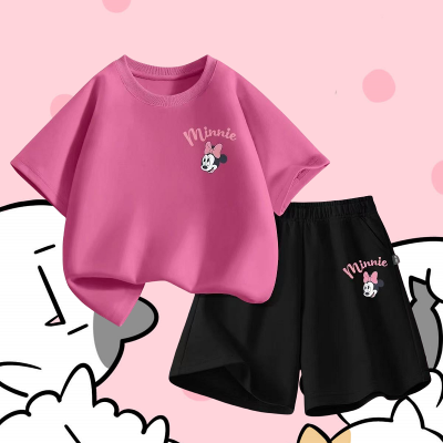 طقم ملابس صيفي للأطفال البنات والأولاد تي شيرت مطب...