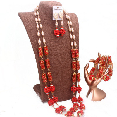 مجموعات مجوهرات الخرز الأفريقي الكريستالي البرتقال...