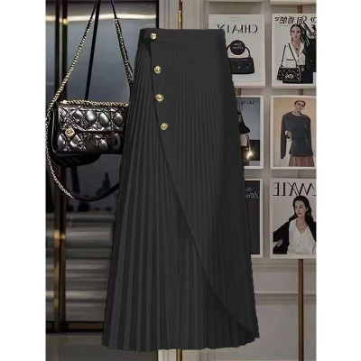 أنيقة المرأة مطوي التنانير الطويلة قطعة واحدة غير...