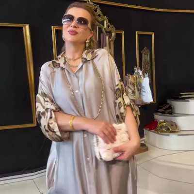 ليوبارد طباعة فستان المرأة الخريف فساتين طويلة واح...