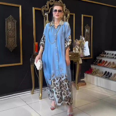 ليوبارد طباعة فستان المرأة الخريف فساتين طويلة واح...