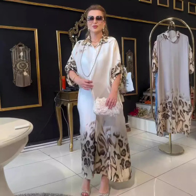 ليوبارد طباعة فستان المرأة الخريف فساتين طويلة واح...