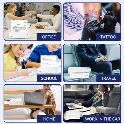 طابعة حرارية محمولة A4 بدون حبر ، بلوتوث ، مستند P...