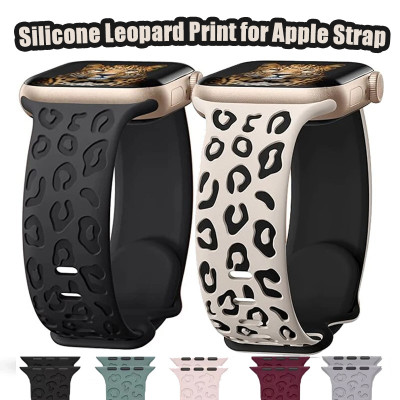 حزام فهد لساعة أبل ، كوريا محفور ، سلسلة iWatch 9 ، 8 ، 7 ، SE ، 6 ، 5 ، 4 ، 3 ، 2 ، 1 Ultra 2 ، 45 ، 44 ، 49 ، 41 ، 41 ، 40