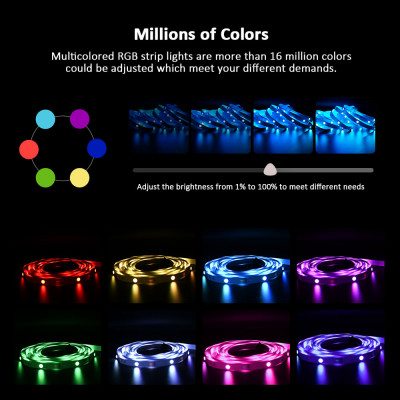(الاتحاد الأوروبي التوصيل) LED قطاع ضوء RGB 5050 الموسيقى مزامنة اللون تغيير الحساسة المدمج في هيئة التصنيع العسكري ، App LED أضواء DC12V مرنة