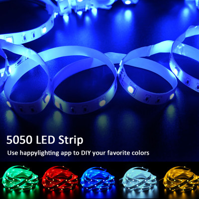 (الاتحاد الأوروبي التوصيل) LED قطاع ضوء RGB 5050 الموسيقى مزامنة اللون تغيير الحساسة المدمج في هيئة التصنيع العسكري ، App LED أضواء DC12V مرنة