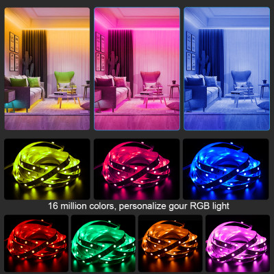 (الاتحاد الأوروبي التوصيل) LED قطاع ضوء RGB 5050 الموسيقى مزامنة اللون تغيير الحساسة المدمج في هيئة التصنيع العسكري ، App LED أضواء DC12V مرنة