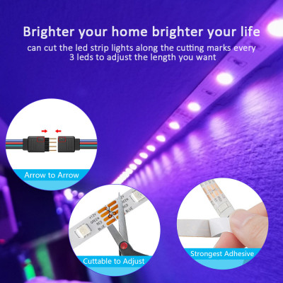 (الاتحاد الأوروبي التوصيل) LED قطاع ضوء RGB 5050 الموسيقى مزامنة اللون تغيير الحساسة المدمج في هيئة التصنيع العسكري ، App LED أضواء DC12V مرنة