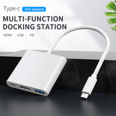محول USB C إلى HDMI متعدد المنافذ ، محور 3 في 1 من النوع C مع Thunderbolt ، خرج 4K ، منفذ USB 3.0 ، PD 100 واط ، منفذ شحن سريع