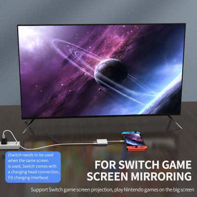 محول USB C إلى HDMI متعدد المنافذ ، محور 3 في 1 من النوع C مع Thunderbolt ، خرج 4K ، منفذ USB 3.0 ، PD 100 واط ، منفذ شحن سريع