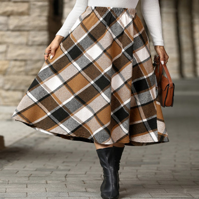 تنورة نسائية أنيقة عصرية منقوشة بخصر مطاطي، تنورة...