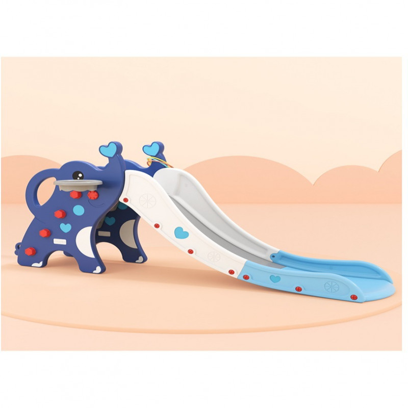 زحليقة علي شكل فيل قابلة للطي مع كرة سلة , أزرق