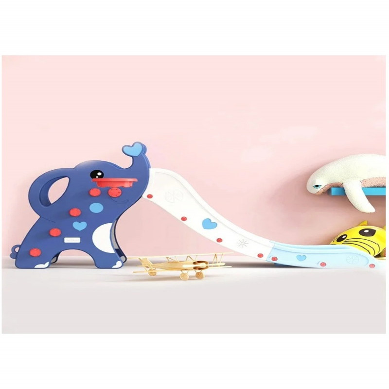 زحليقة علي شكل فيل قابلة للطي مع كرة سلة , أزرق