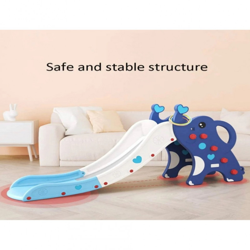 زحليقة علي شكل فيل قابلة للطي مع كرة سلة , أزرق