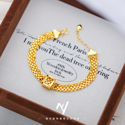 سوار نسائي مربع الارتباط، ذهب عيار 24 قيراط، AU999...