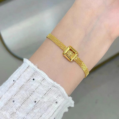 سوار نسائي مربع الارتباط، ذهب عيار 24 قيراط، AU999...