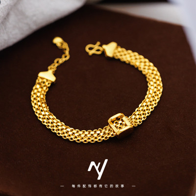 سوار نسائي مربع الارتباط، ذهب عيار 24 قيراط، AU999...