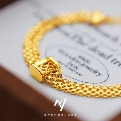 سوار نسائي مربع الارتباط، ذهب عيار 24 قيراط، AU999...