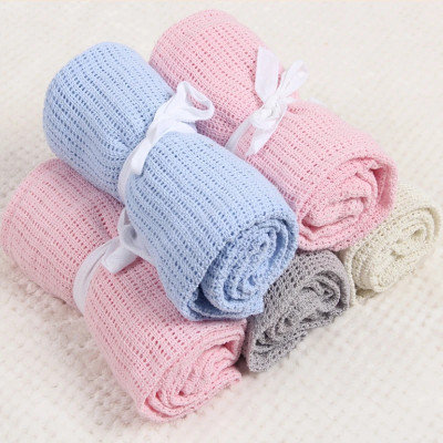 Cotton knitted swaddle blanket for newborns, soft hollow stroller, air conditioning wrap for children, baby items, summer