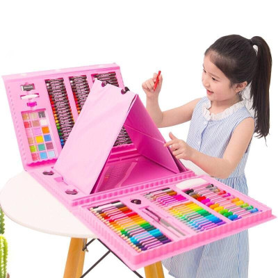 مجموعة رسم للأطفال مع حقيبة محمولة ، رسم ، دودل ، فن ، تصنعه بنفسك ، أدوات الكل في واحد ، آمنة ، غير سامة ، هدية للأطفال 86 في