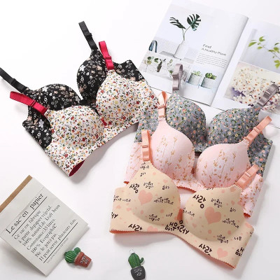 Women Flower Print Seamless Bra Sexy Lingerie Flor...