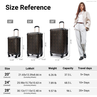 Urecity الفاخرة الرجعية 3 قطعة مجموعة الأمتعة فو ا...