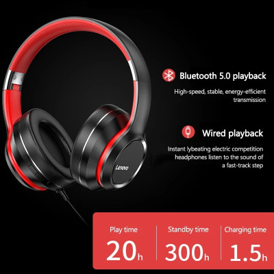 سماعات Lenovo-blueth مع إلغاء الضوضاء ، سماعات لاس...