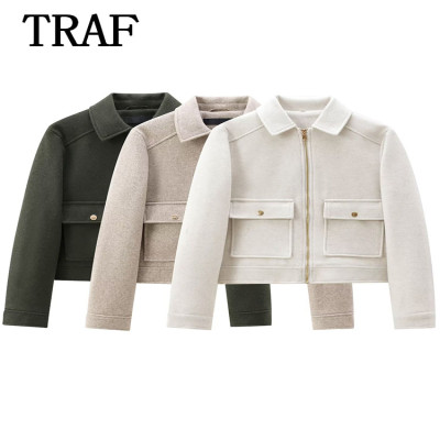 المرأة سستة سترة معطف شتاء جديد كم طويل جيب ملابس...