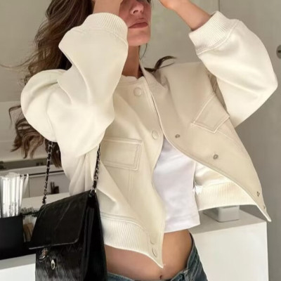 أزياء النساء جيوب منفذها معاطف السترة القصيرة خمر...