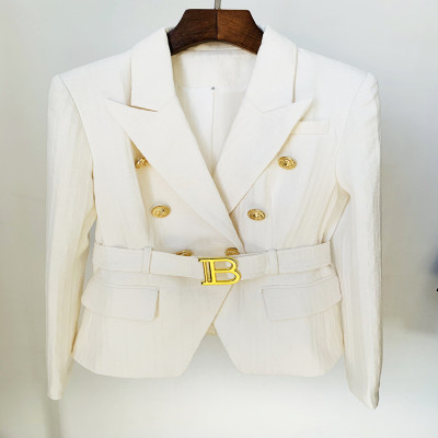 سترة نسائية مربوطة بصفين على الصدر ، أزرار أسد ، ج...