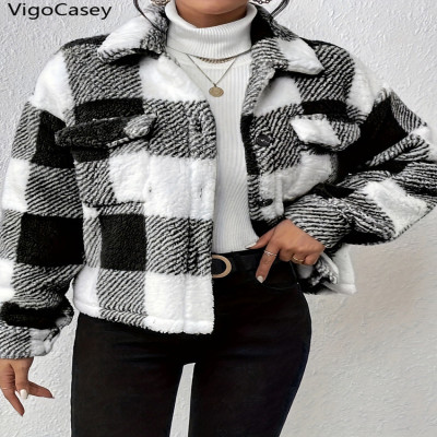 VigoCasey 2025 الخريف المرأة منقوشة طباعة سترة سمي...